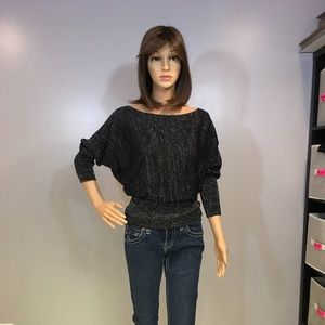 Black Sparkle Doleman Sleeve Top